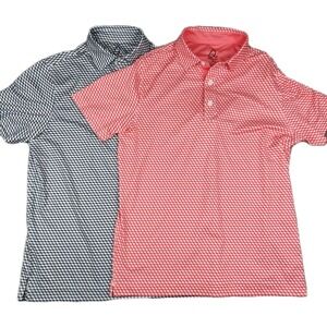 Deolax Men's Golf Polo Shirts Size Small Geometric Pattern Red Black Lot Of 2